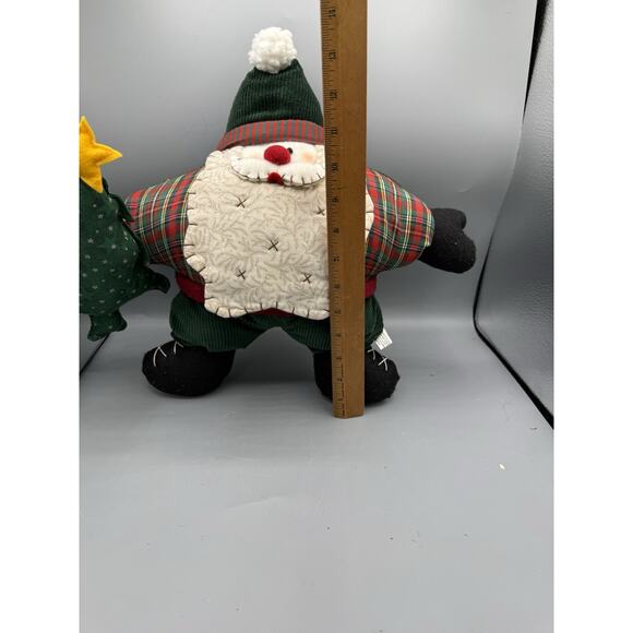 Primitive Santa Pillow Green Corduroy Folk Art Christmas Decor Star Shaped - Picture 5 of 5